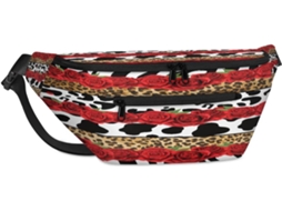 Bolsa transversal unissex Tropicallife com estampa floral rosa, 38 x 25 x 9 x 19 cm, impermeável.