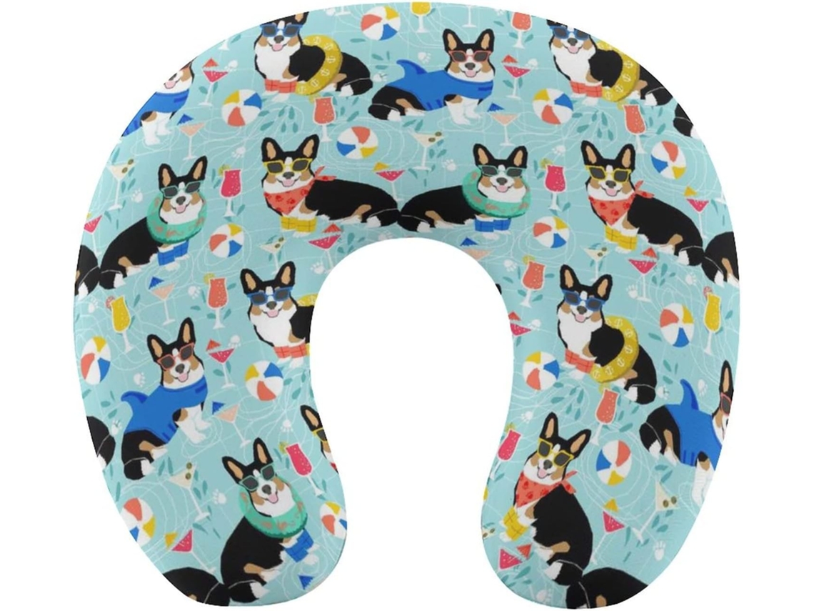 Almofada de Viag Fofa em Formato Corgi para Avião, Espuma Viscoelástica Suporte do Pescoço, Acessórios,