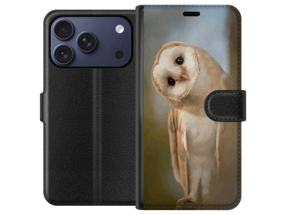 Capa Carteira Compatível Com Apple Iphone 17 Pro Com Estampa De Coruja Curiosa, Inspirada Na Natureza E Na Floresta.
