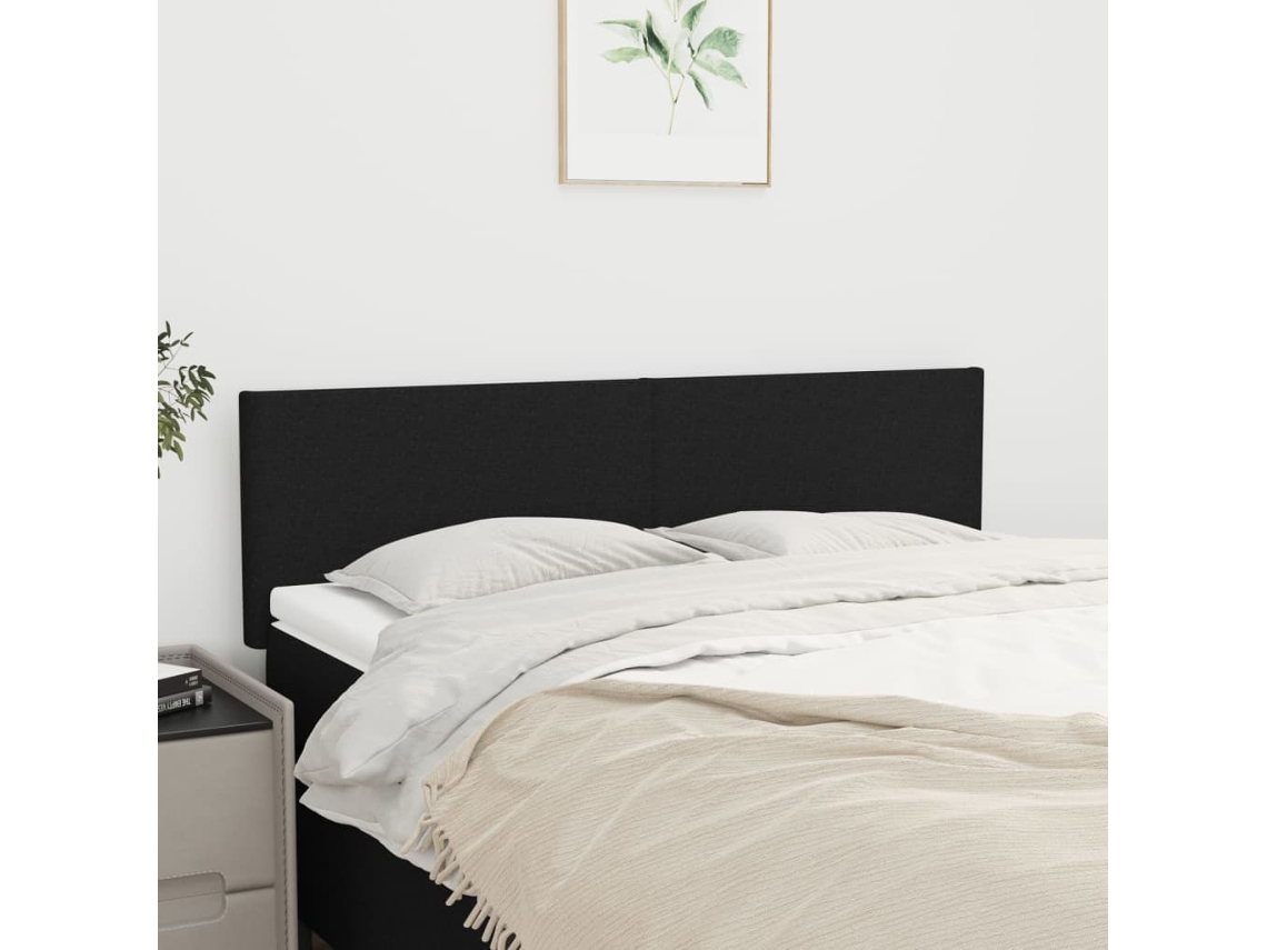 Cabecero de 2 piezas, tela, 72 x 5 x 78/88 cm, color negro
