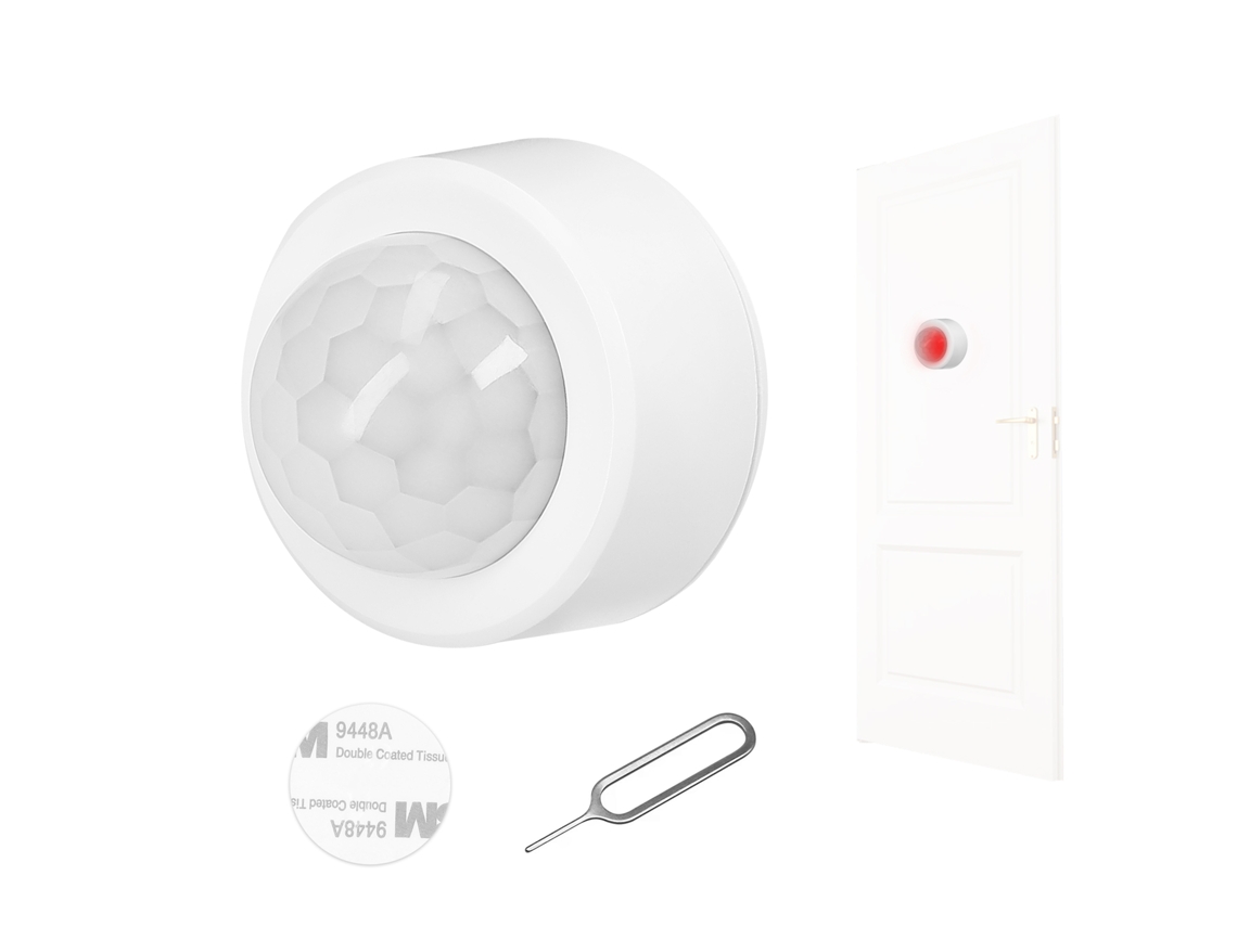 Sensor de Movimento PIR Zigbee Inalâmbrico, Detecta Infravermelho 120°, Enlace, Alerta App, Requer Hub, Interior/Exterior
