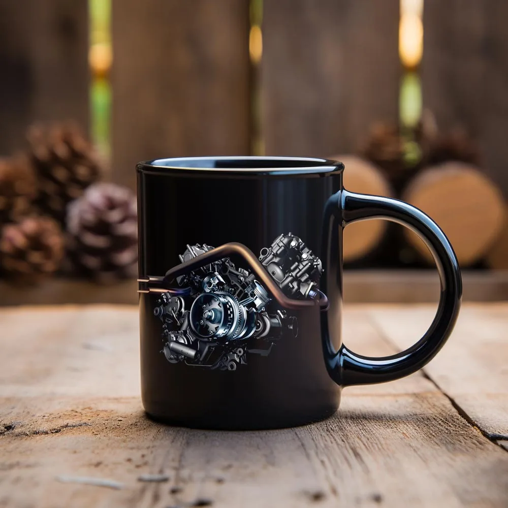 Caneca de Café de Cerâmica com Motor Mecânico , Caneca para Chá com Leite 3d, Caneca Criativa para o Café da Manhã. MDUG (estilo 6, 330ml)
