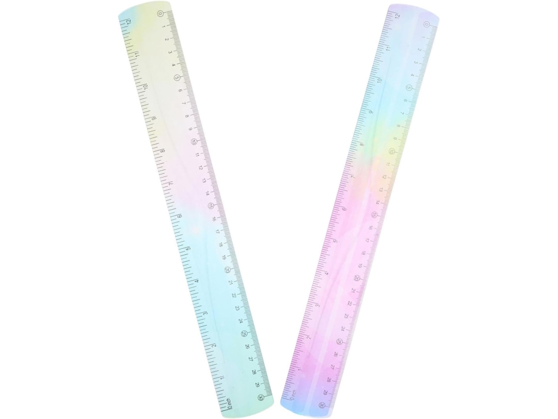 Régua De Plástico Flexível 30 Cm Em Pvc Colorido, Pacote Com 2