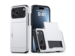 Capa Para Iphone 17 Pro Max, Capa Protetora Resistente A Quedas Com Porta-cartões, Prata