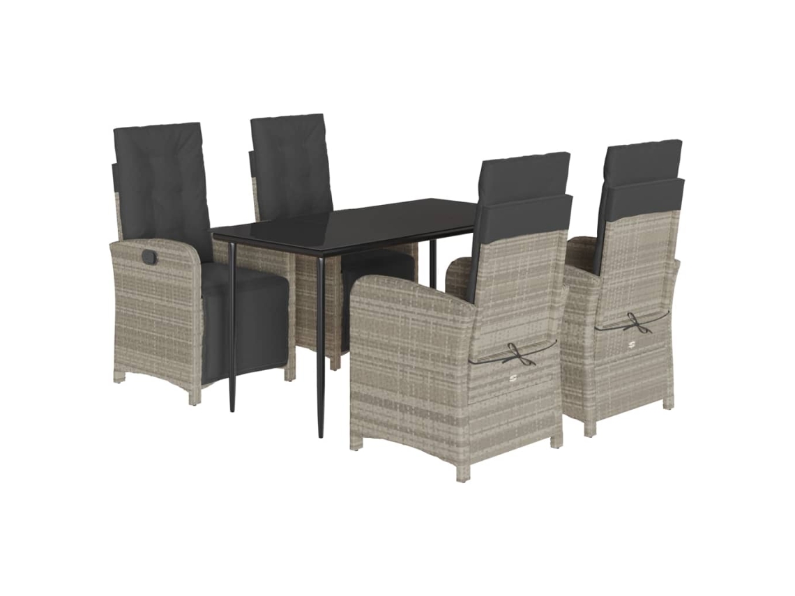 Conjunto de 5 Jantar para Jardim com Almofadões Cinzento Claro MAISON EXCLUSIVE