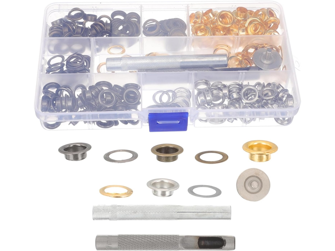 Kit De Ilhós Cobre Com Furador Para Reparo Lonas E Cintos Em Projetos