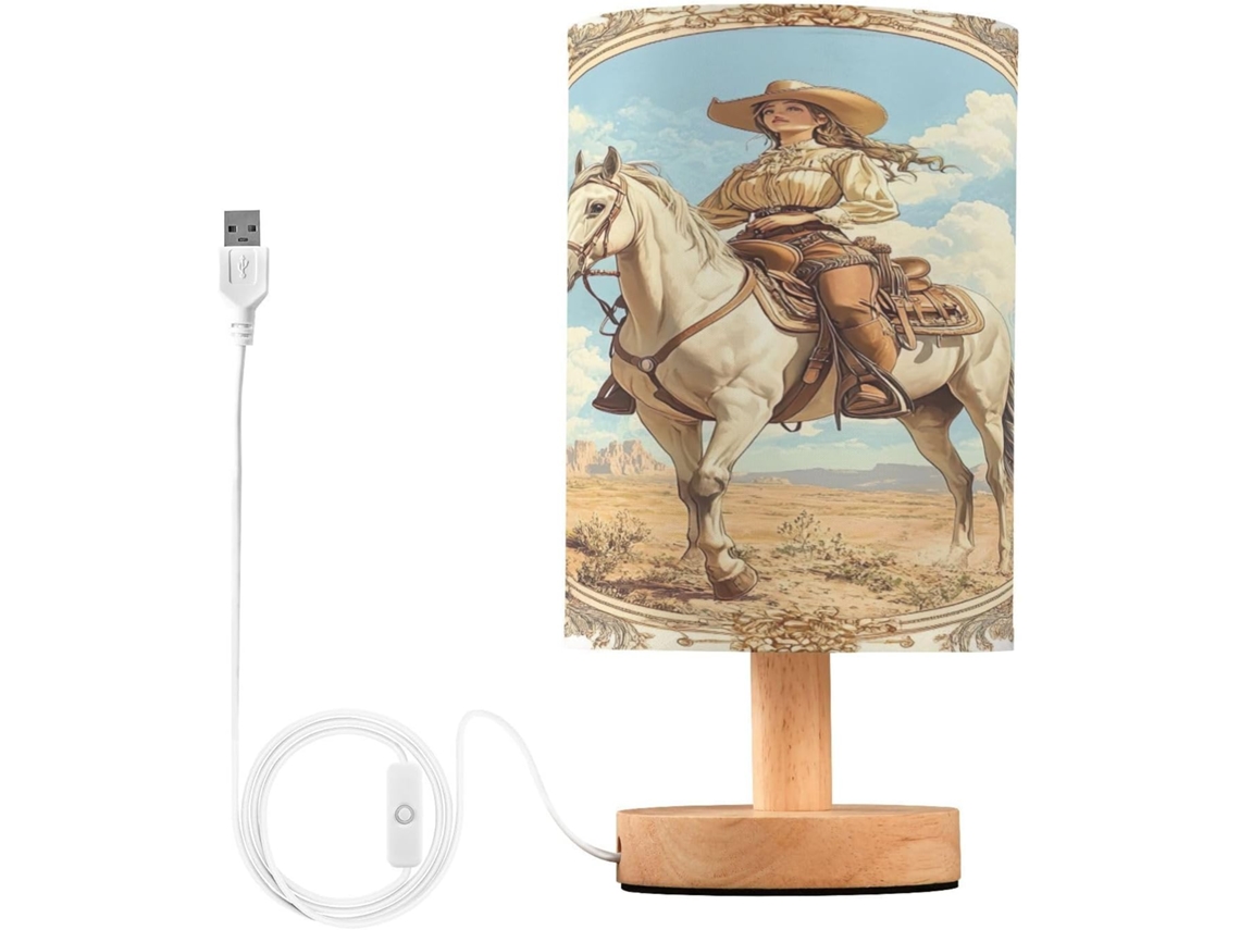 Luminária De Cabeceira Pequena Skyshu Em Estilo Vintage Ocidental, Luminária De Mesa Led Usb, Luminária De Cabeceira Com