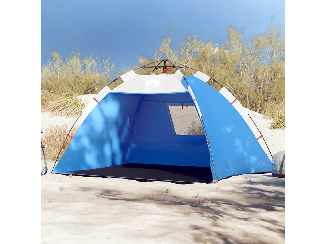 Vidaxl Tenda Praia 2 Pessoas Libertação Rápida Impermeável Azul Ciano