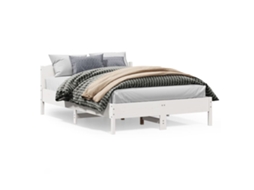 Vidaxl Cama Sem Colchão 120x200 Cm Madeira de Pinho Maciça Branco
