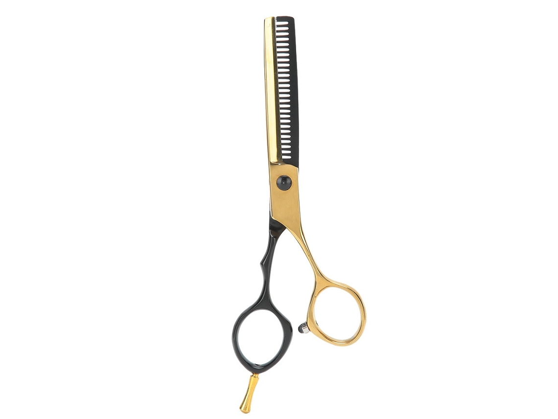 Tesoura De Desbaste Elysve Em Aço Inoxidável, 5.5 Polegadas, Cor Preta E Dourada, Corte Preciso, Acabamento Profissional