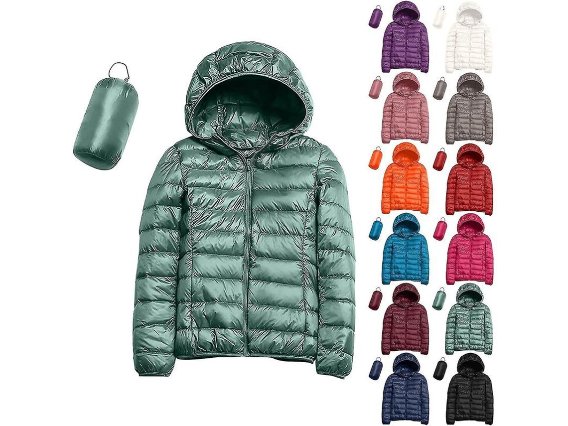 Fasst Jaqueta Leve de Plumas com Capuz, Impermeável, Compactável, Bolsa de Armazenamento | S/MARCA