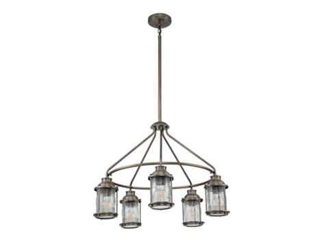 Luz de Teto Ao Ar Livre KICHLER Kl-Ashlandbay-5P-Bu Brass de Baía de Ashland Alumínio Vidro de Semente Transparente E27 5 Lâmpadas