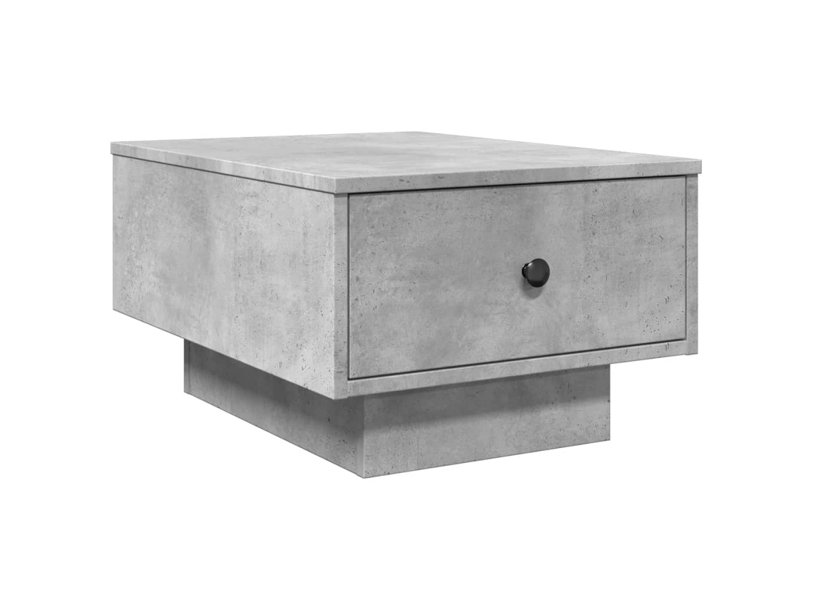 Mesa de centro com gaveta, design rústico moderno, 60 x 45 x 31 cm, madeira engenheirada cinza e metal, Dec039319