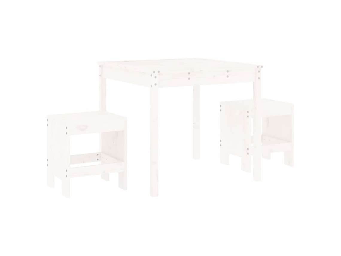 Conjunto de 3 Bistrô para Jardim Madeira de Pinho Maciça Branco MAISON EXCLUSIVE (90x200 cm)