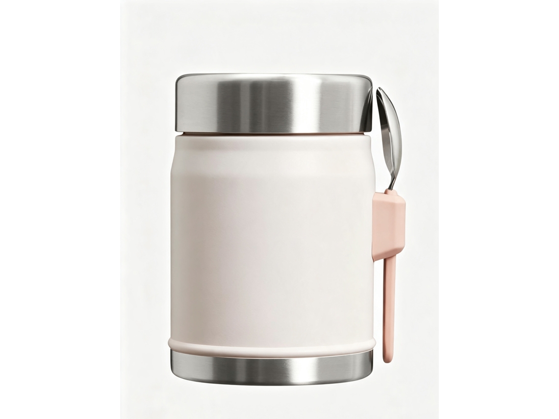 Recipiente Térmico Stanley 0,4l Quartzo Rosa Com Garfo-colher Conserva Frio/calor 7h Sem Bpa