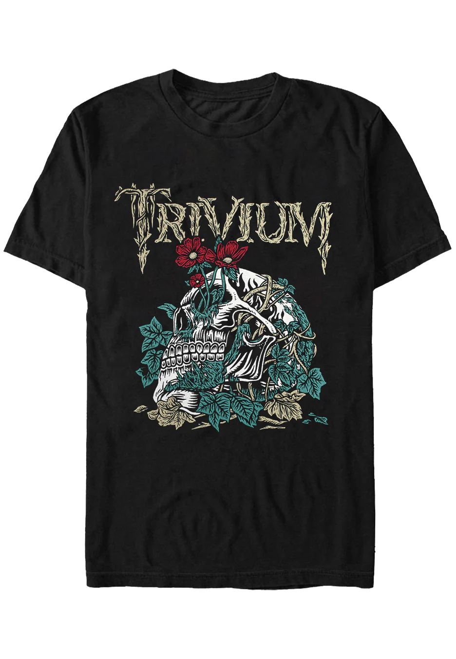Size:m Rockinstone Trivium - Skelly Flower - T-shirt Unisex Adults
