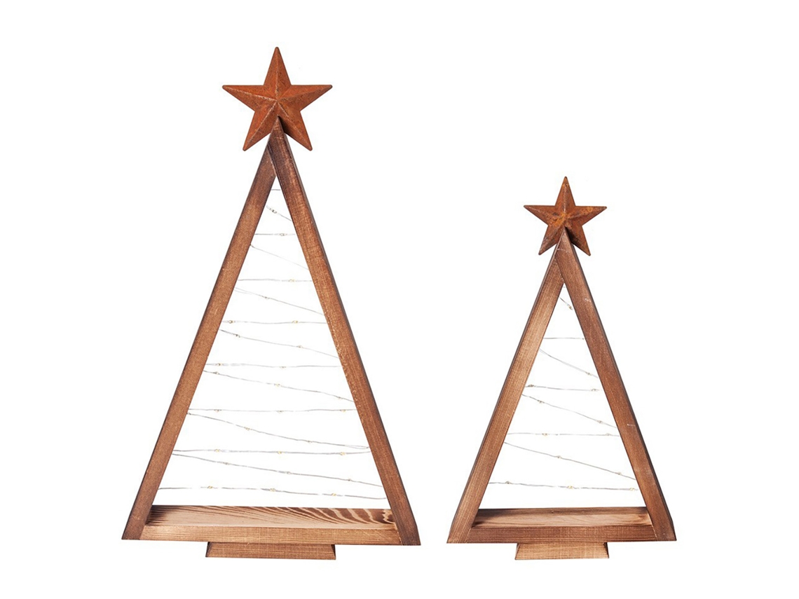 Decoração De Árvore De Natal De Madeira Iluminada Triangular