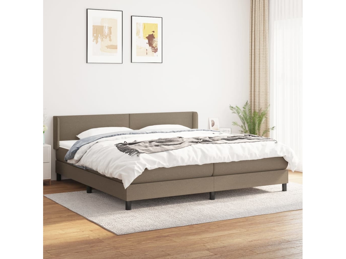 Vidaxl Cama Com Molas/colchão 200x200 Cm Tecido Castanho-acinzentado