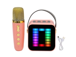 Mini Máquina De Karaokê Com Luz Rgb, Chip De Processamento Digital, Alto Falante Bluetooth Portátil Com Microfone, Rosa. Aquaforge