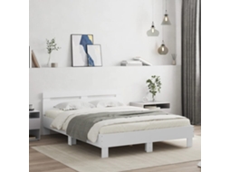 Vidaxl Estrutura De Cama Com Cabeceira E Luzes Led 140x190 Cm Branco