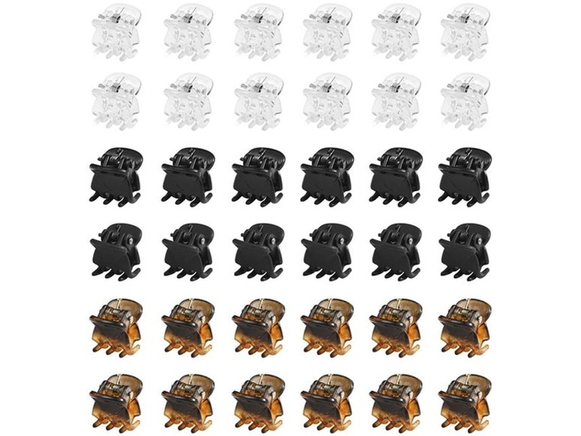 Elegância - Haerklemmen Antideslizantes - Mini/compacto - 36 Unidades - Preto/castanho/branco - Para Meninas/adultas - Máximo De Qualidade - Máscaras