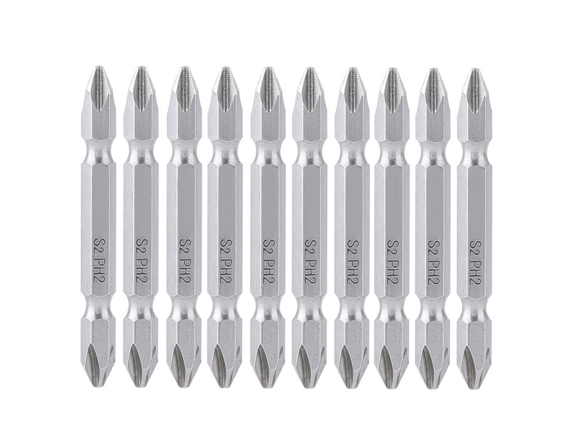 10pcs Bits Parafusadeira Cruz Ph2 Cabeça Dupla Magnética 6.35mm Ferramenta