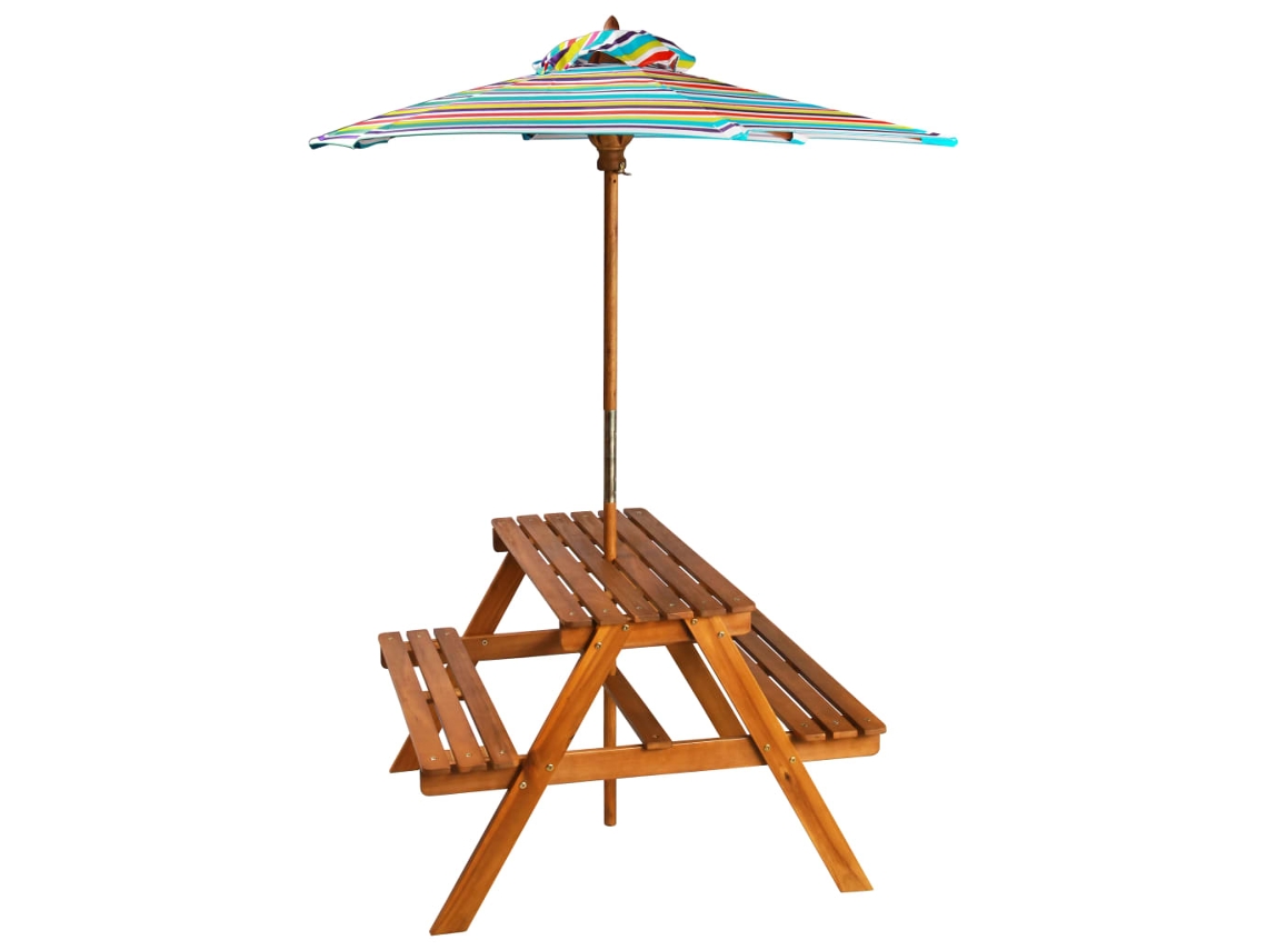 Mesa Piquenique com Guarda Sol 79x90x60 cm Acácia Maciça MAISON EXCLUSIVE