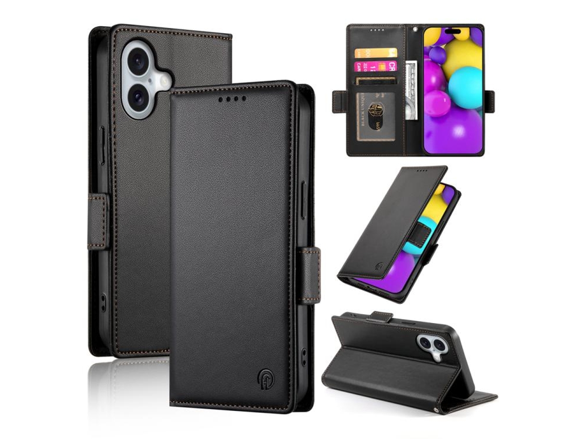 Capa Para Iphone 17 Em Couro Com Revestimento Fosco Magnético E Fivela Lateral.