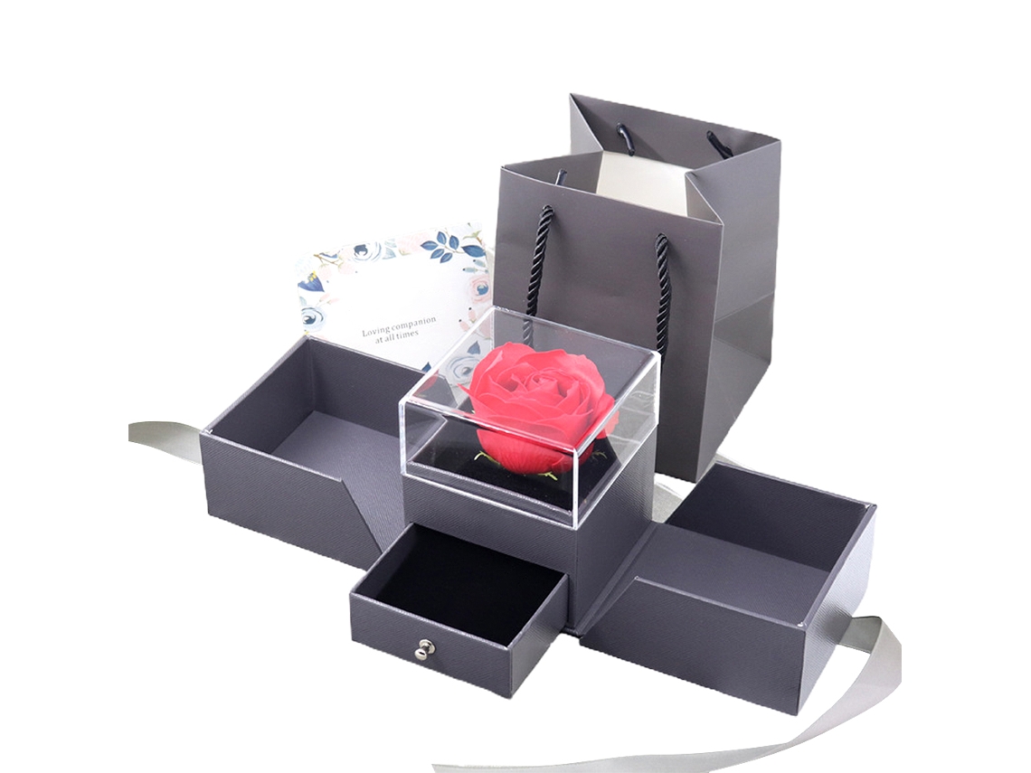 Caixa de presente com rosa eterna e joias para mulheres, aniversário e celebrações LAXISCREED