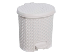 Caixote Do Lixo KEEEPER 5 5L com Tampa Rattán Branco Nórdico
