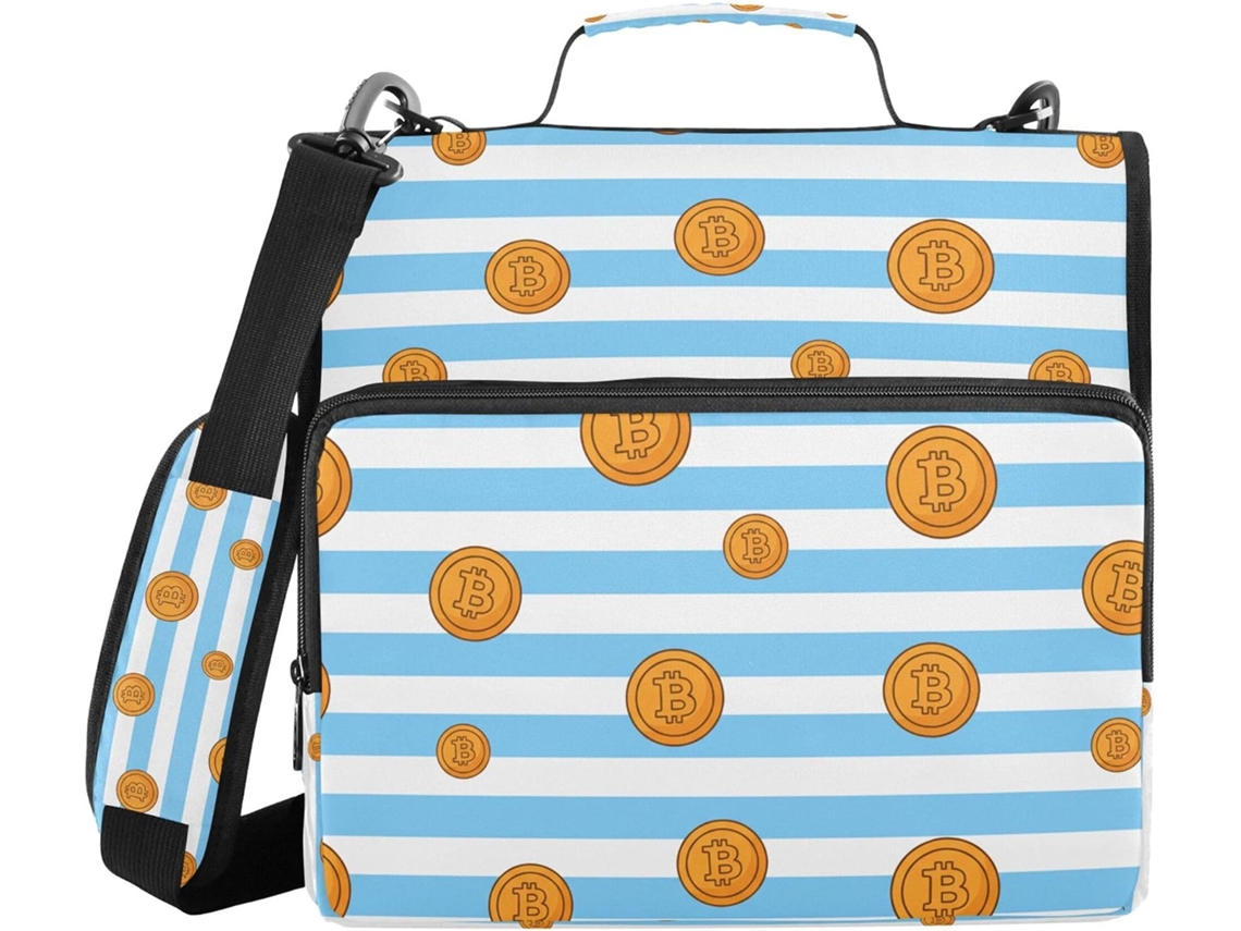 Mochila com zíper, nas cores azul e branca, com alça de ombro e altura ajustável, diversas opções de tamanho, 3,8 cm de largura quando dobrada, 3 compartimentos.