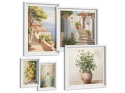 Quadros Decorativos Para Parede Limões Em Um Vaso, Plantas Moldura Branca Quadros Para A Sala De Estar Espelharte (conjunto De 5 Imagens)