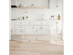 Vidaxl Portão P/ Cães Com Porta Dobrável 4 Painéis 320 Cm Álamo Branco
