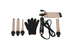 2026 kit de Ondulador 5 em 1 com 5 Canecas Intercambiáveis e Luva Protetora, Ondulador de Três Canecas 60w, Cor Ouro Rosa