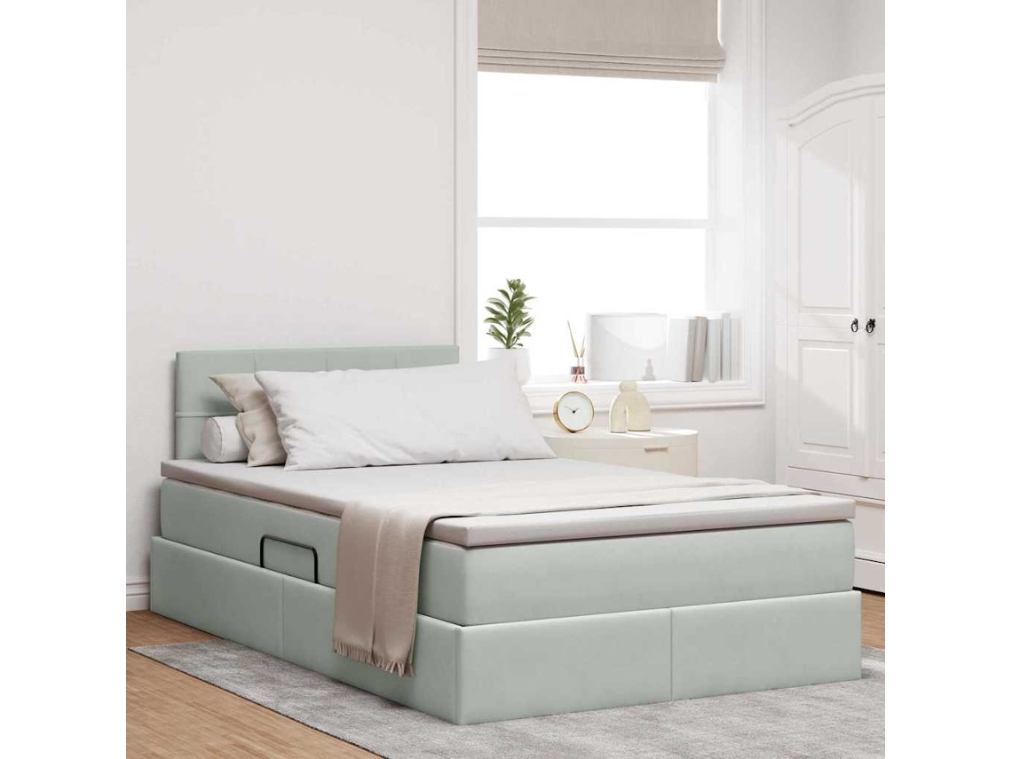 Vidaxl Cama Com Armazenamento Cinzento-claro 120 X 200 Cm Veludo