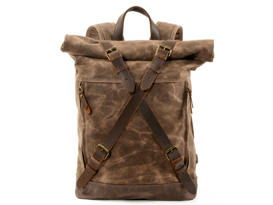 Mochila De Lona Masculina Para Viagens E Caminhadas, Cor Café, Tamanho Único, Para Transporte E Organização Prática Dos Artigos Indicados