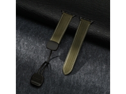 Pulseira De Couro Com Fecho Magnético Para Apple Watch S11 Huawei Gt6 Ultra Xiaomi S4 Verde Escuro Fivela Preta
