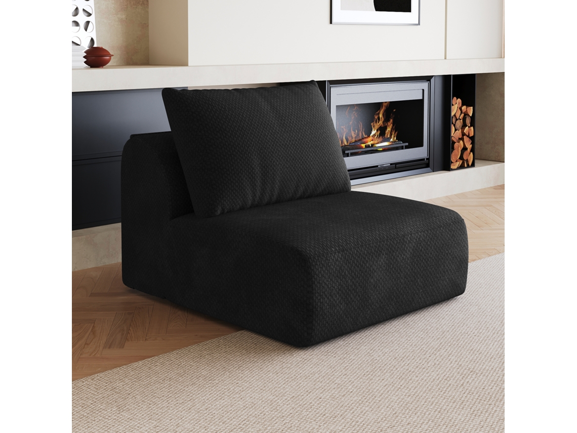 Poltrona Modular 1 Lugar, Módulo Para Sofá Seccional, Preto