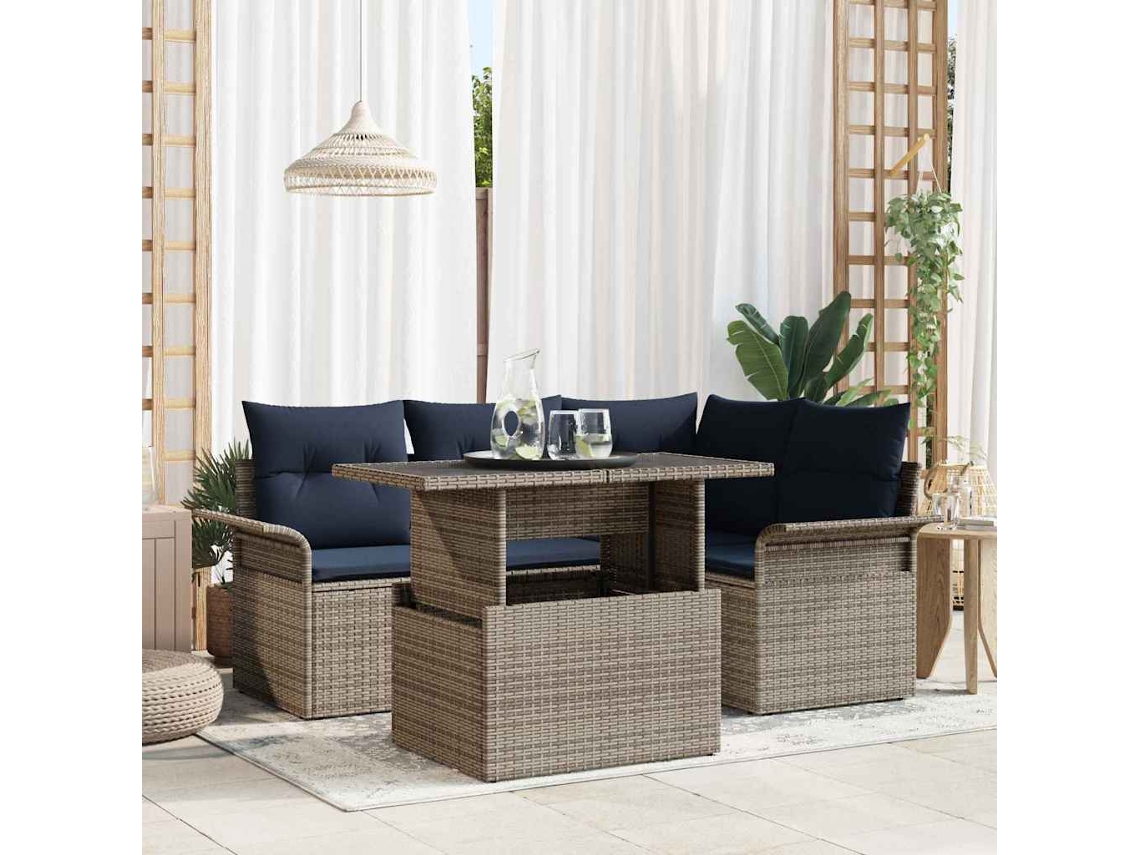 Vidaxl Conjunto De Sofá De Jardim 5 Unid. Cinzeto