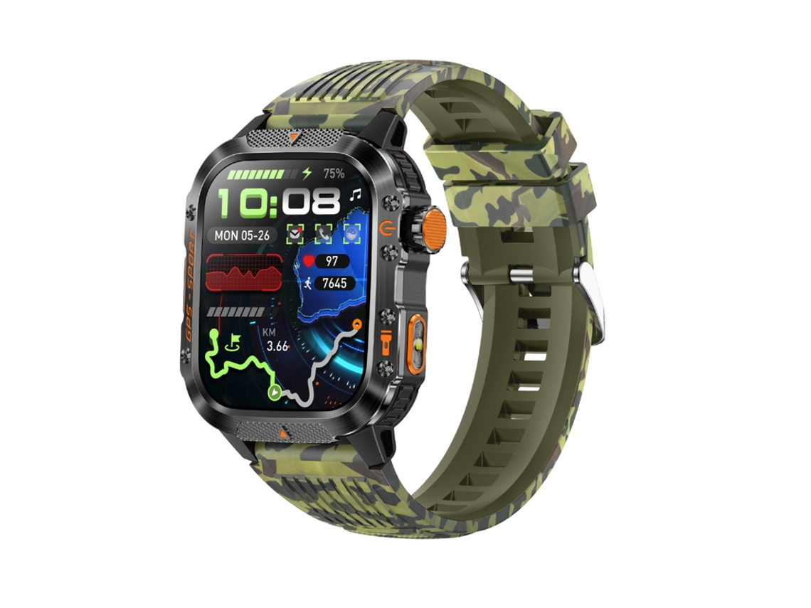 Smartwatch Bisbisous Gps Ecrã Ips De 2,01 Polegadas Chamadas Bluetooth 540mah 3atm Verde