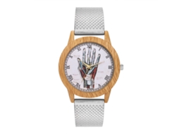 Reloj De Cuarzo Unisex Con Correa De Malla De Acero Dial Redondo Números Romanos Plata