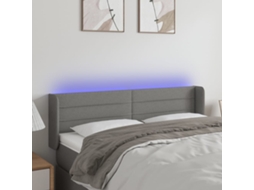 Cabecero con luces LED, tela, 147 x 16 x 78/88 cm, gris oscuro