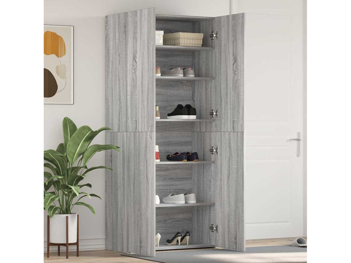 Vidaxl Armário De Sapatos 80 X 35.5 X 180 Cm Derivados De Madeira