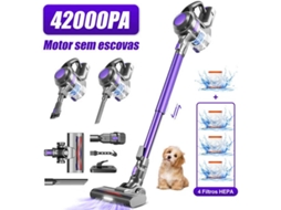 Aspirador Vertical 42000Pa 500W (30V, Autonomia de 50 Minutos, 1,6L) com Motor Brushless Integrado.
