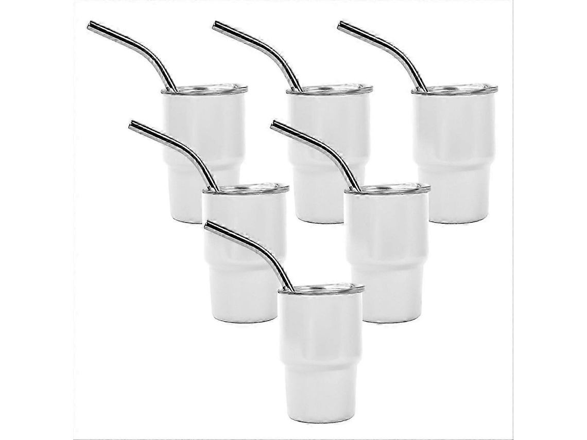 Conjunto De 6 Copos Mini De 3oz Com Tampa E Canudo, Compatível Com Bebidas E Café