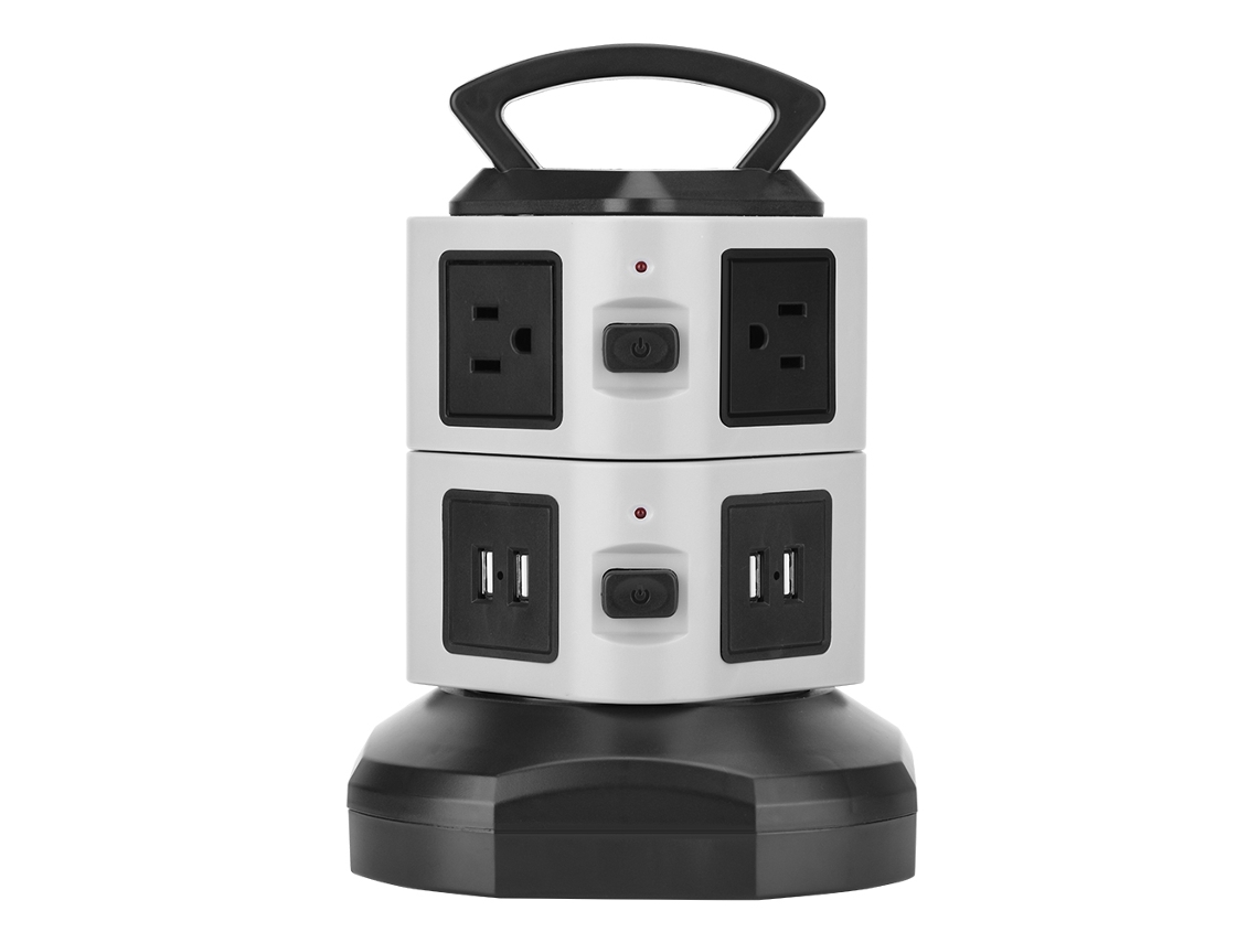 Tomada Inteligente Vertical Com Interruptor 4 Portas Usb Carregamento Rápido Seguro 2.1a