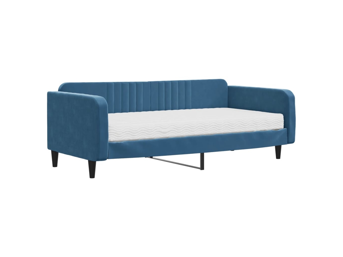 Daybed With Mattress, Daybeds With Mattresses Vidaxl Azul Veludo (100 X 200 Cm)