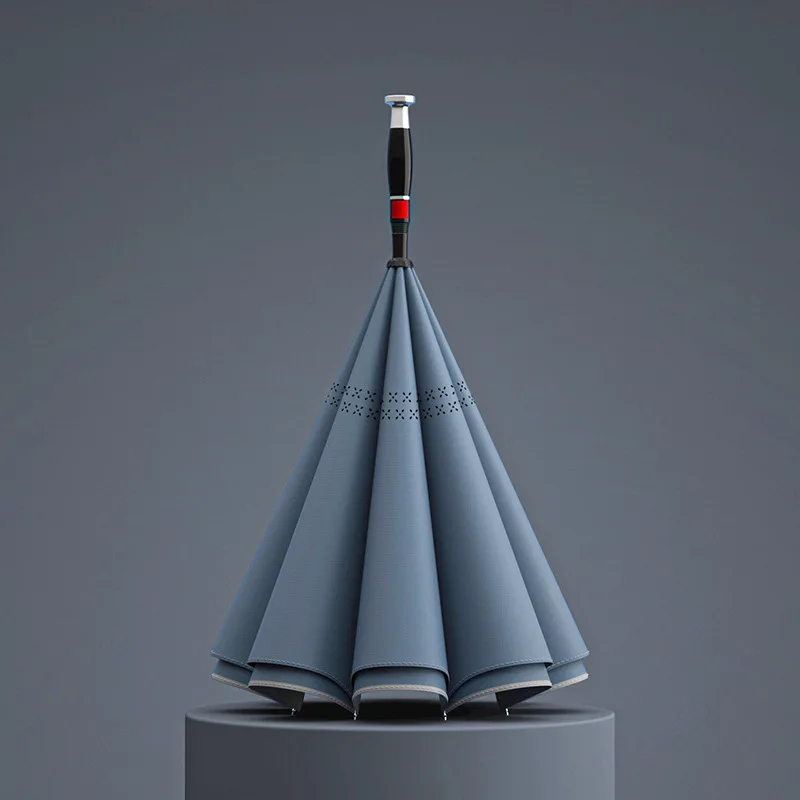 Guarda-chuva Automático (azul 8k) Com Cabo Longo E Dupla Camada Para Mulheres, Proteção Contra Sol E Chuva