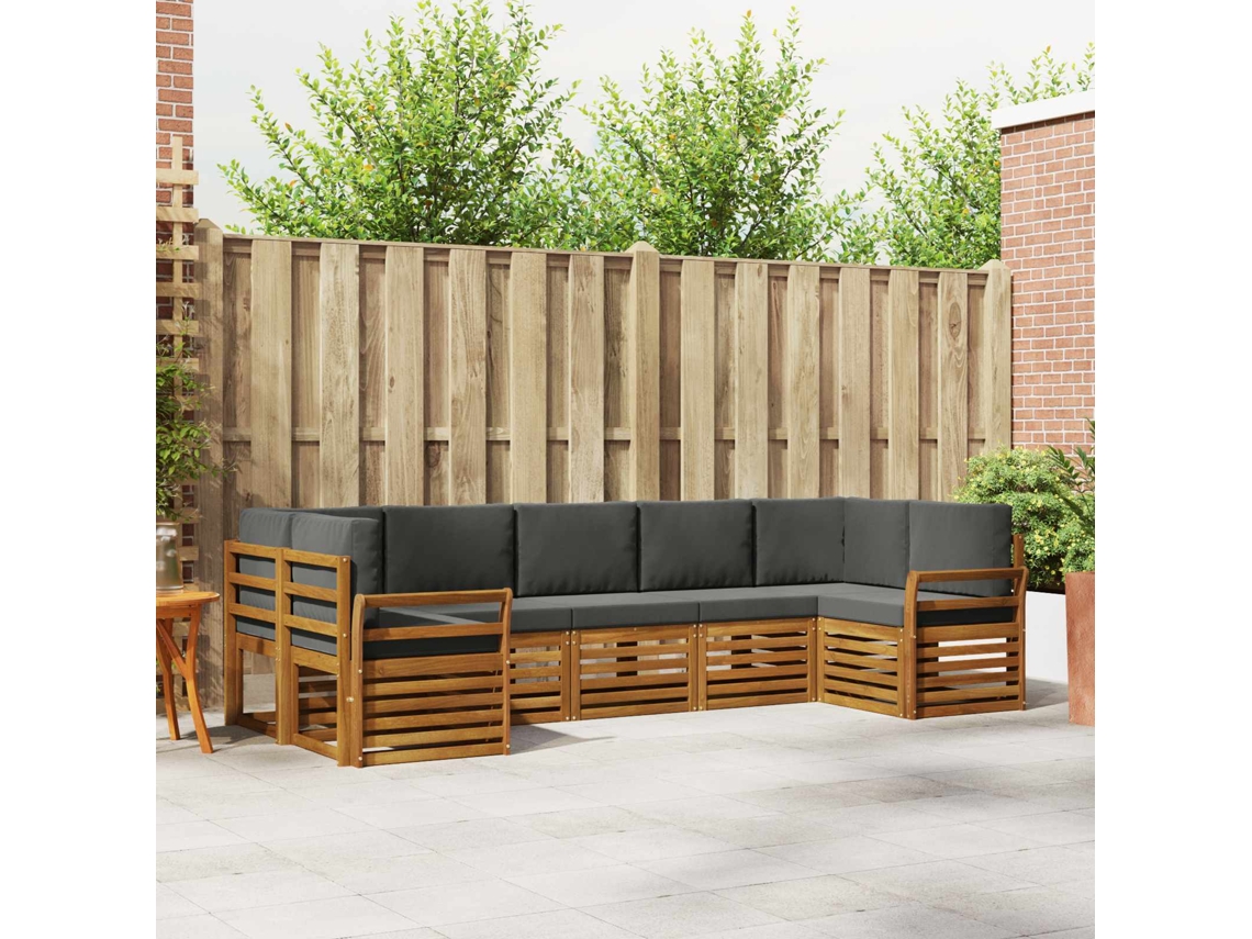 Vidaxl Conjunto De Sofás Para Exterior 7 Unid. Natural E Antracite