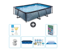 Piscina Exit Retangular Efeito Pedra 300x200x65 Cm 5 peças S251 EXIT TOYS